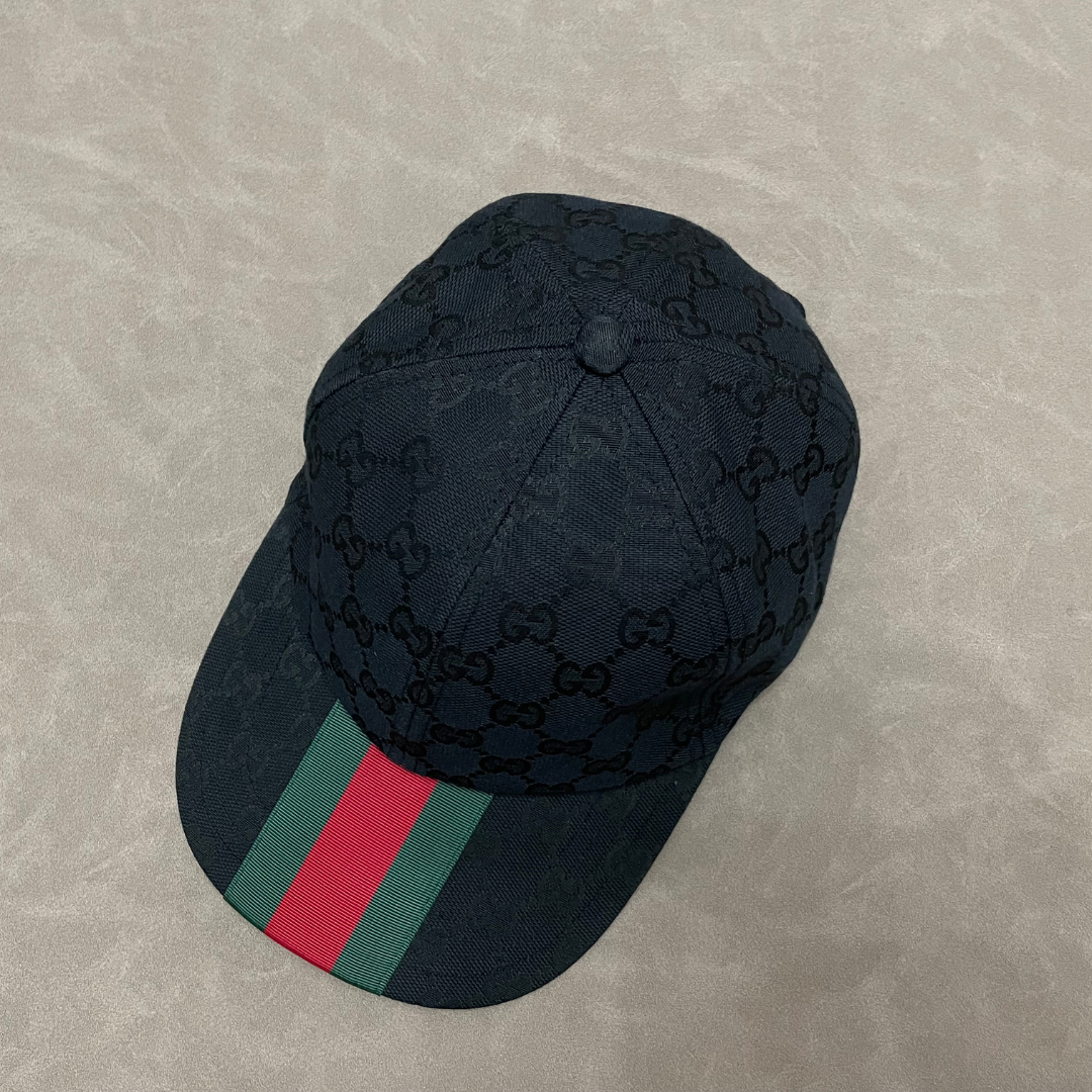 Black G Cap With Green/ Red Front Web Stripe