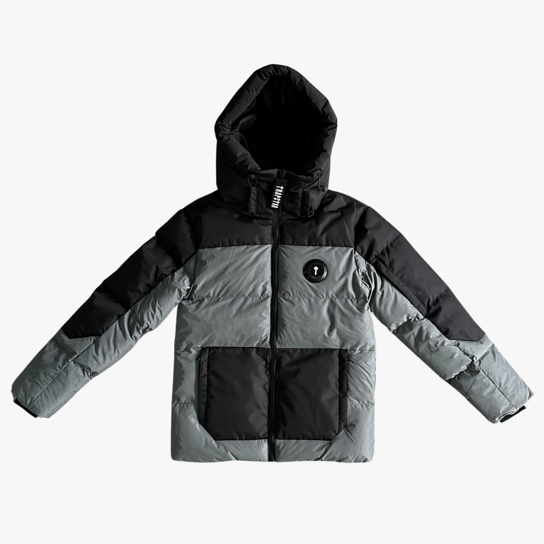 Grey/ Black Decoded Hooded Puffer Jacket