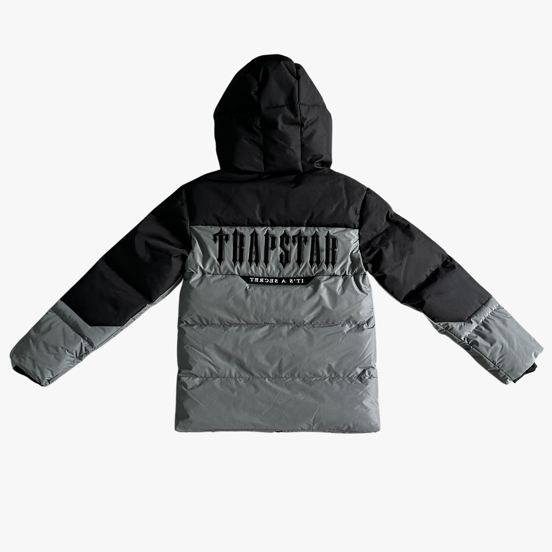 Grey/ Black Decoded Hooded Puffer Jacket
