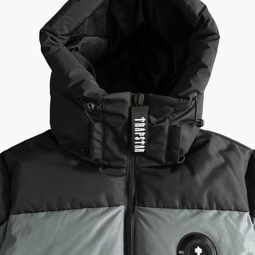 Grey/ Black Decoded Hooded Puffer Jacket