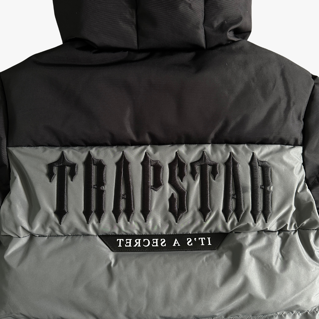 Grey/ Black Decoded Hooded Puffer Jacket