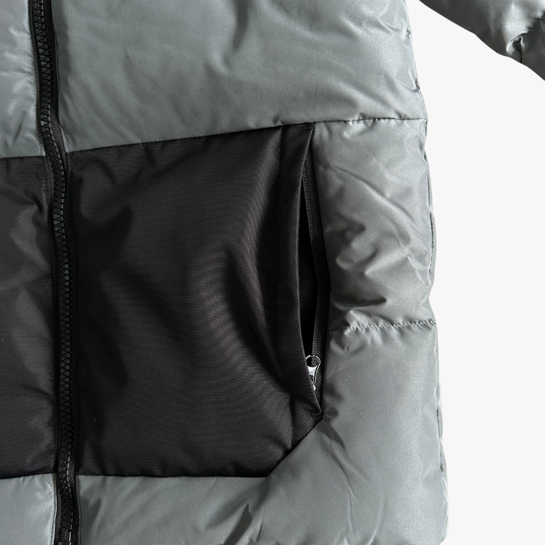 Grey/ Black Decoded Hooded Puffer Jacket