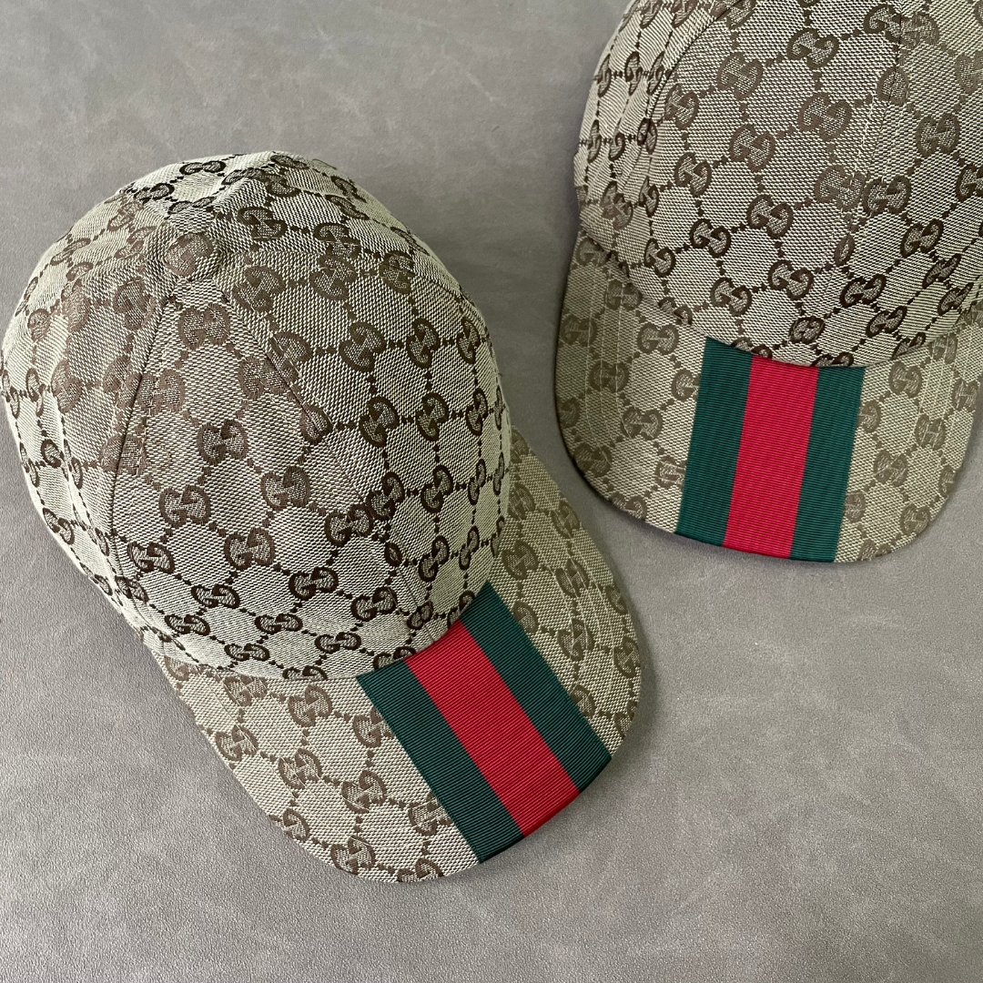 Khaki/ Beige G Cap With Green/ Red Front Web Stripe