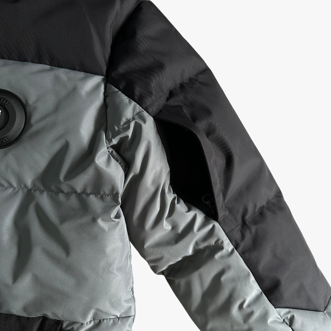 Grey/ Black Decoded Hooded Puffer Jacket