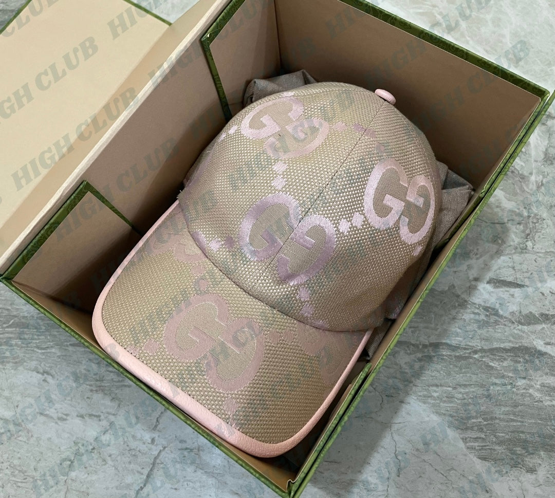 Jumbo Canvas Baseball Cap | Khaki / Pink