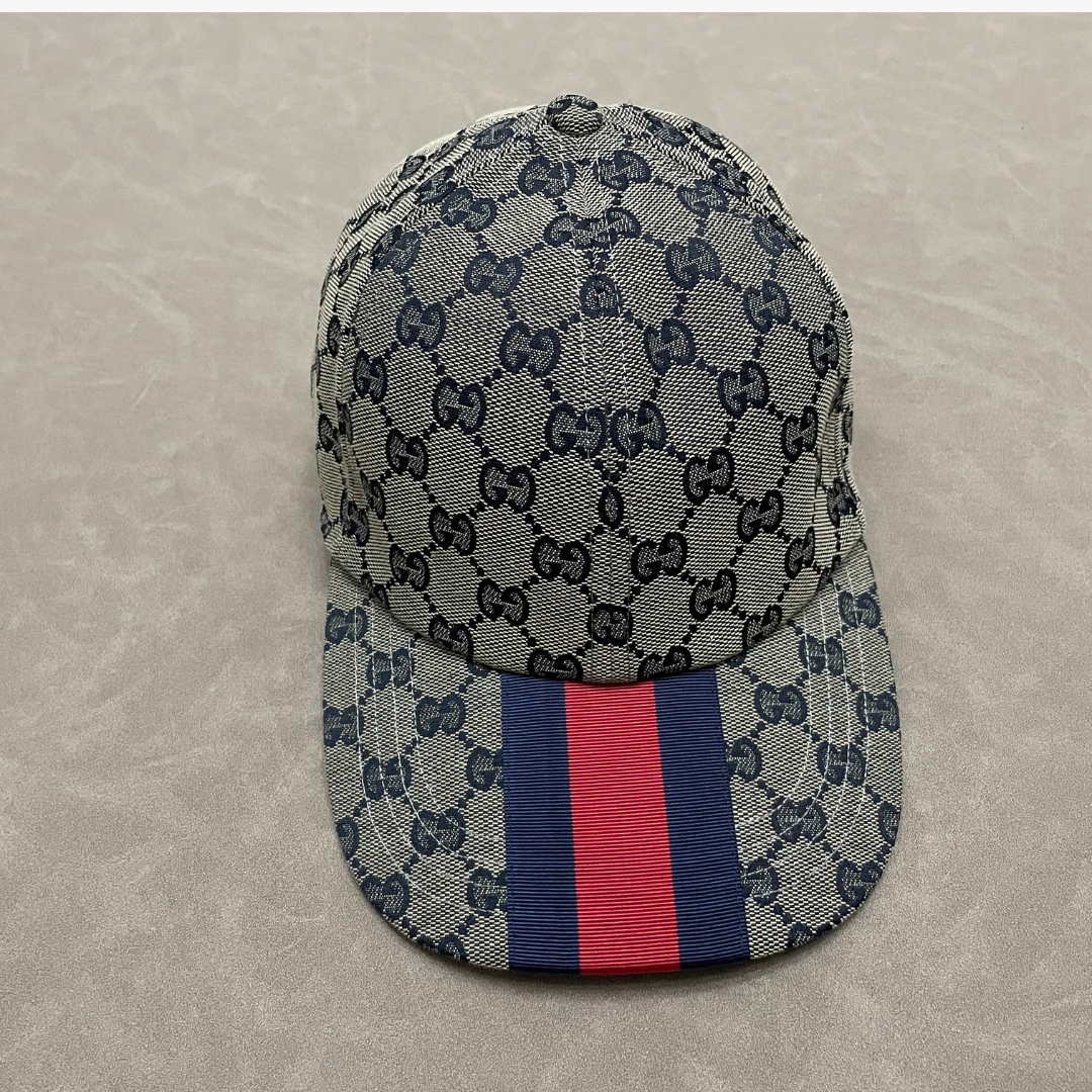 Grey G Cap With Blue/ Red Front Web Stripe