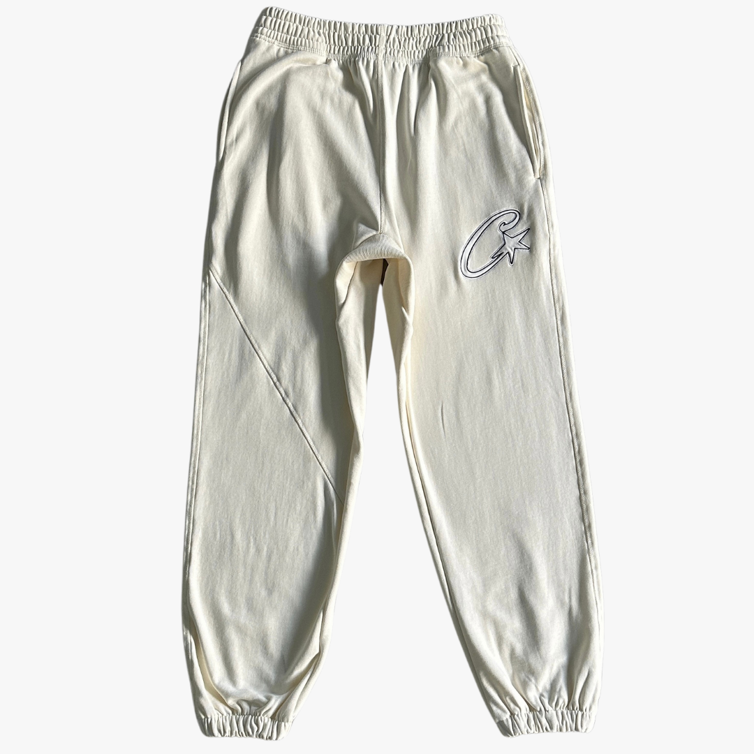 White Satin C-star Applique Pants