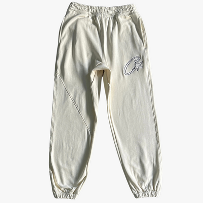 White Satin C-star Applique Pants