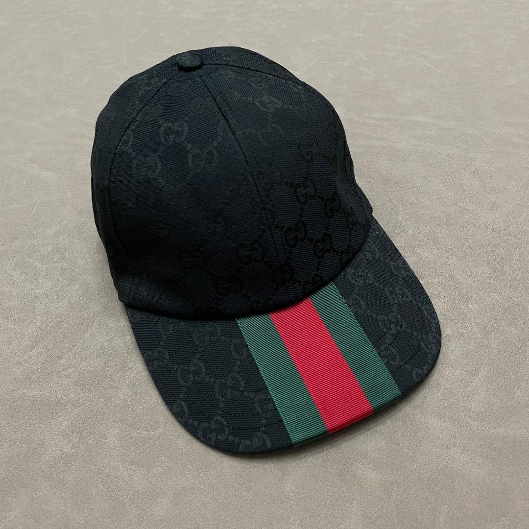 Black G Cap With Green/ Red Front Web Stripe