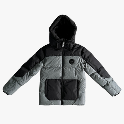 Grey/ Black Decoded Hooded Puffer Jacket