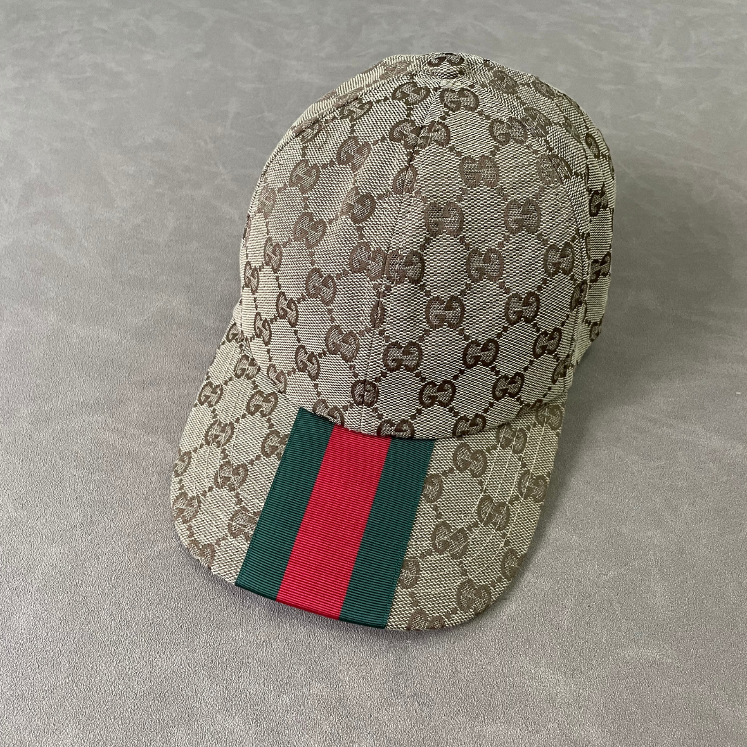 Khaki/ Beige G Cap With Green/ Red Front Web Stripe