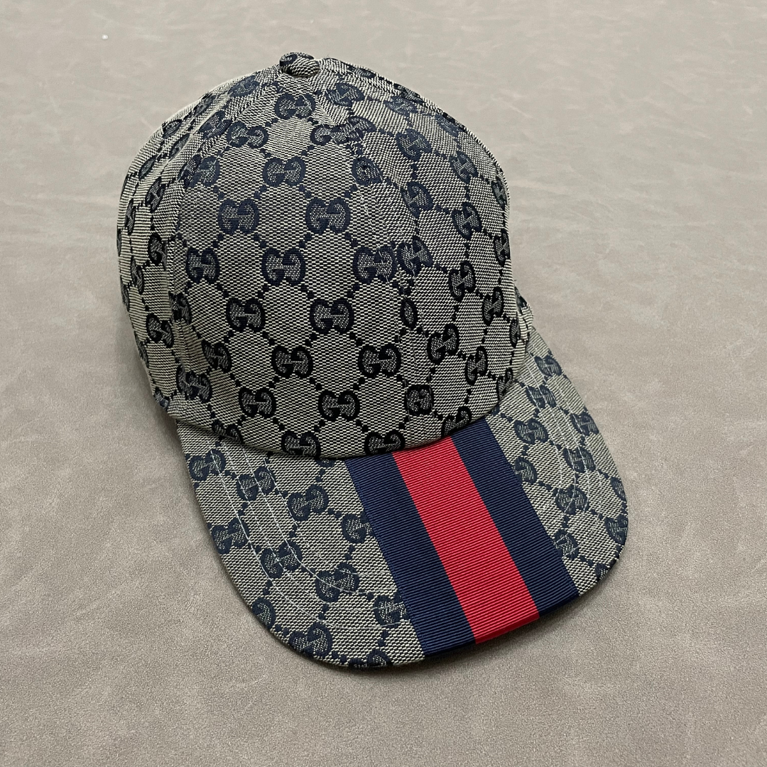 Grey G Cap With Blue/ Red Front Web Stripe