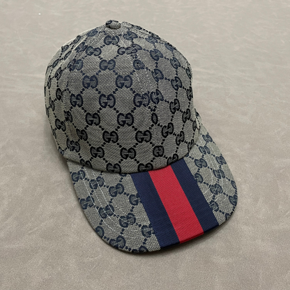 Grey G Cap With Blue/ Red Front Web Stripe