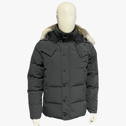 Metalic Grey/ Black Label Wyndham Hooded Puffer Jacket