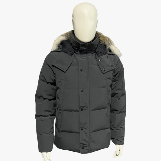 Metalic Grey/ Black Label Wyndham Hooded Puffer Jacket