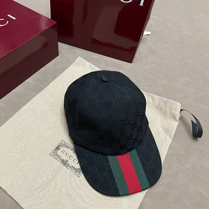 Black G Cap With Green/ Red Front Web Stripe