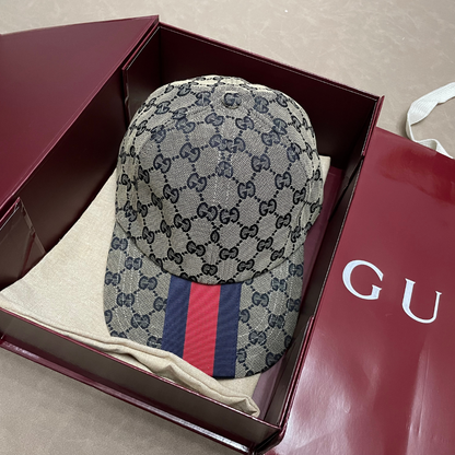 Grey G Cap With Blue/ Red Front Web Stripe