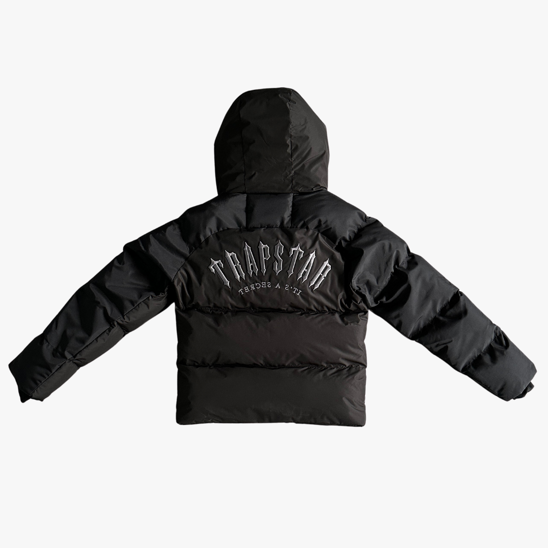 Black Decoded Arch Hooded Puffer Jacket