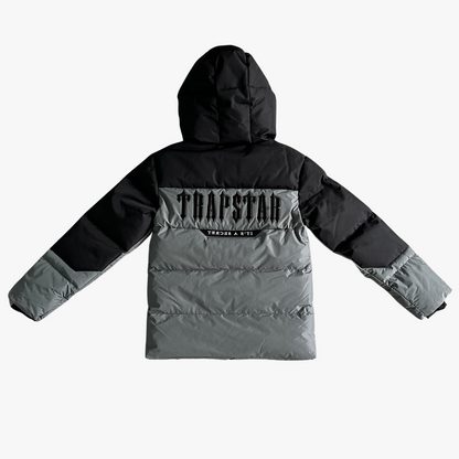 Grey/ Black Decoded Hooded Puffer Jacket