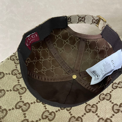 Khaki/ Beige G Cap With Green/ Red Front Web Stripe