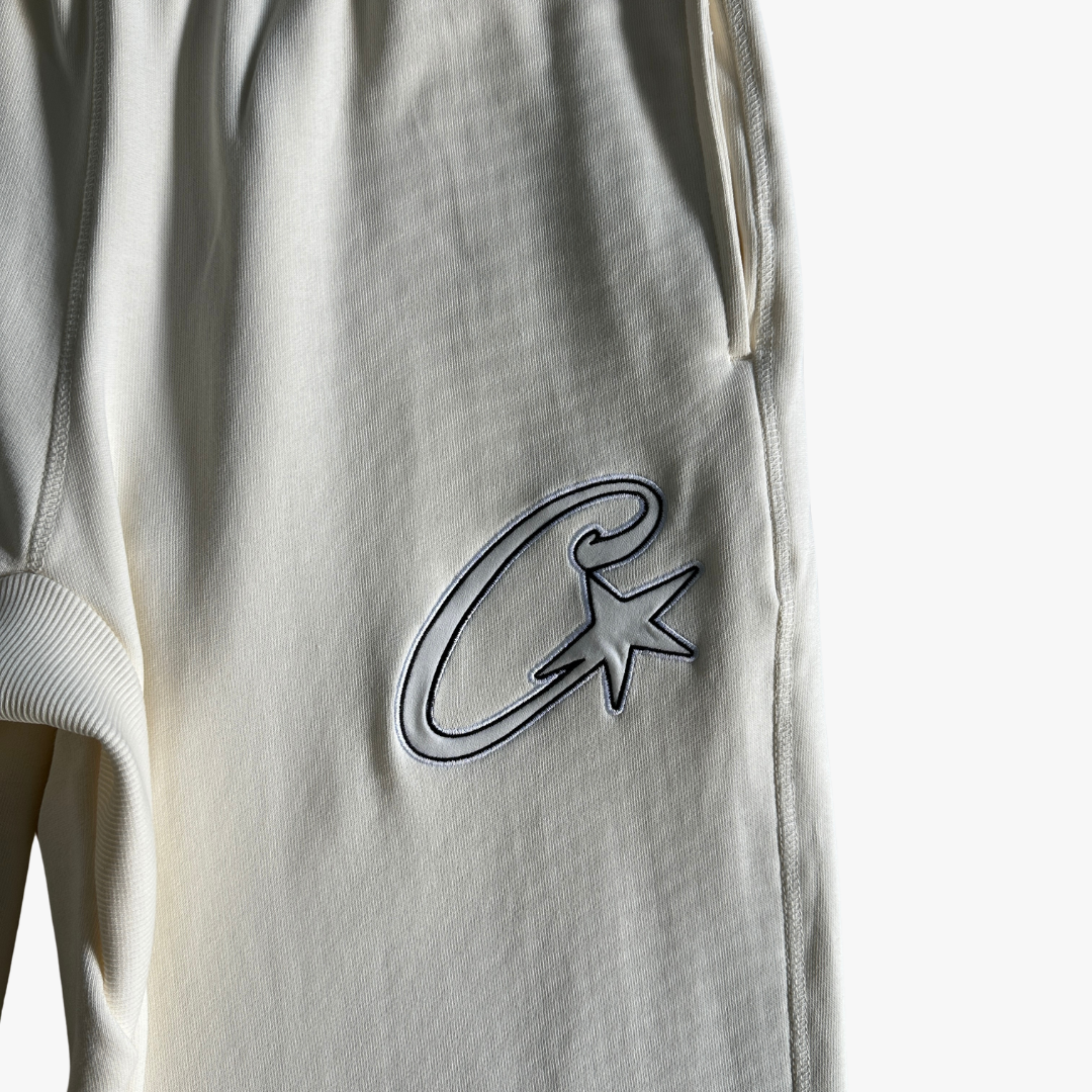 White Satin C-star Applique Pants