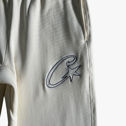 White Satin C-star Applique Pants