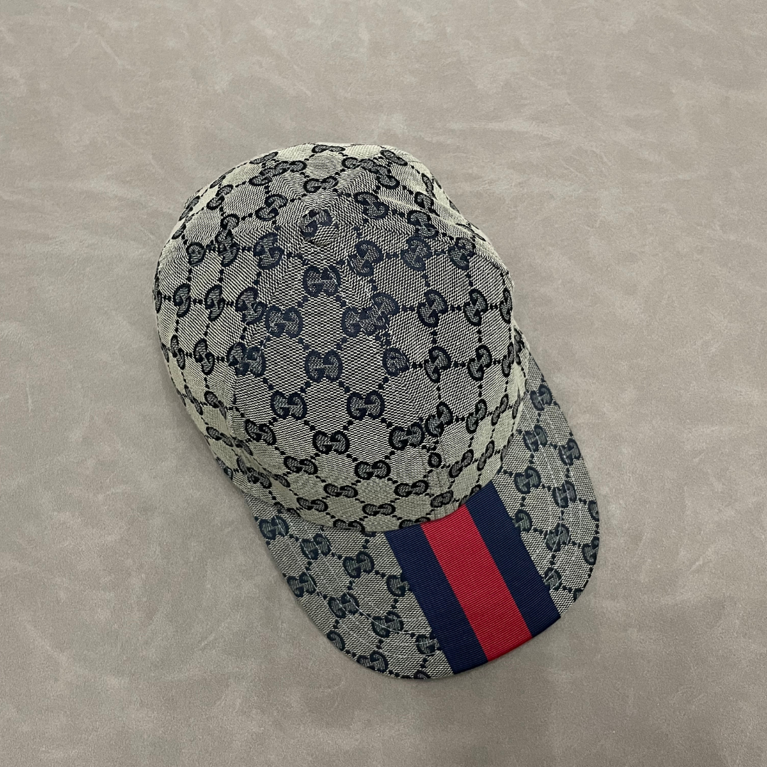 Grey G Cap With Blue/ Red Front Web Stripe
