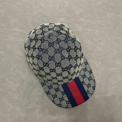 Grey G Cap With Blue/ Red Front Web Stripe