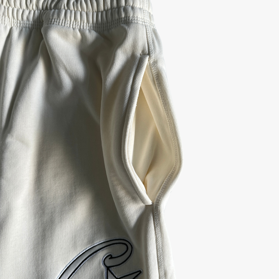 White Satin C-star Applique Pants