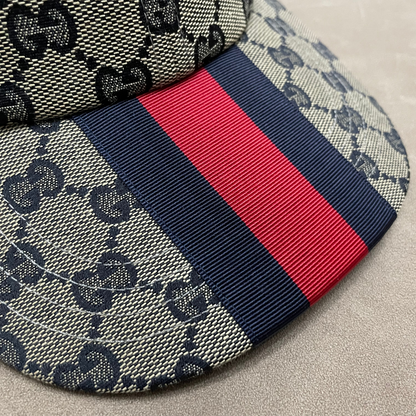 Grey G Cap With Blue/ Red Front Web Stripe