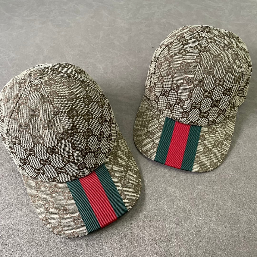 Khaki/ Beige G Cap With Green/ Red Front Web Stripe