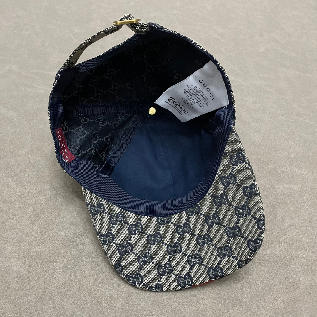 Grey G Cap With Blue/ Red Front Web Stripe