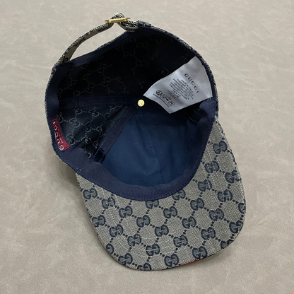 Grey G Cap With Blue/ Red Front Web Stripe