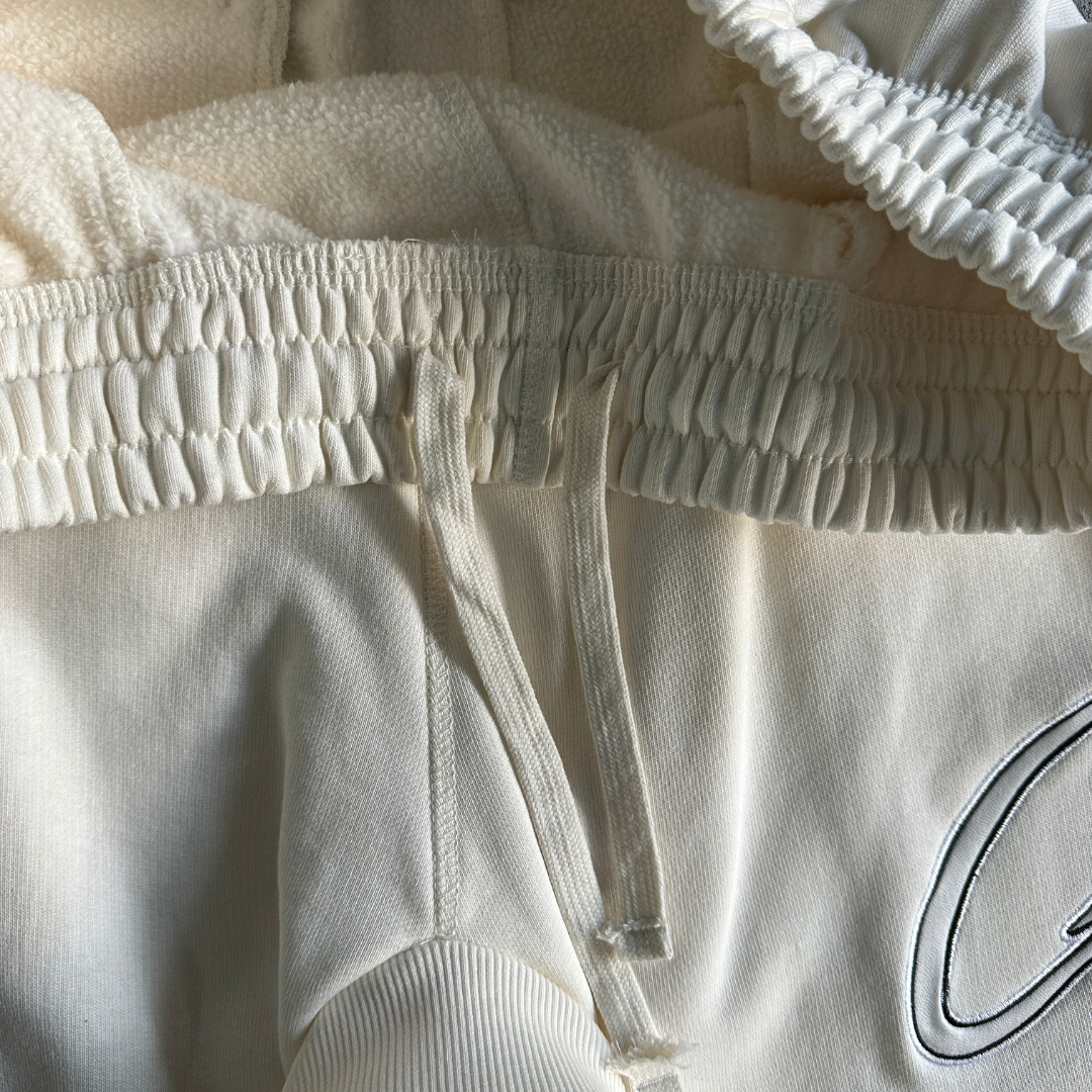 White Satin C-star Applique Pants