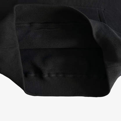 Black Satin C-star Applique Hoodie