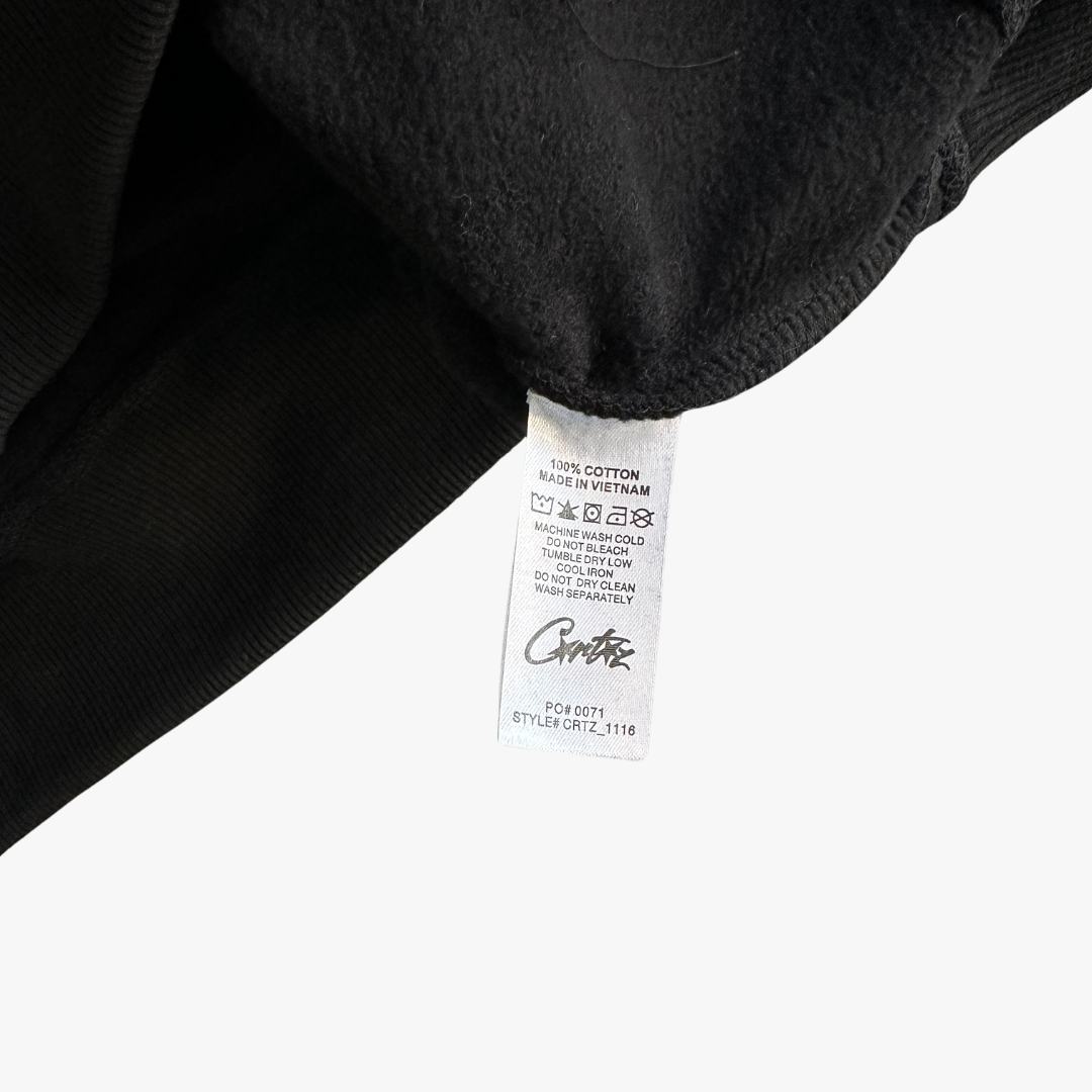 Black Satin C-star Applique Hoodie