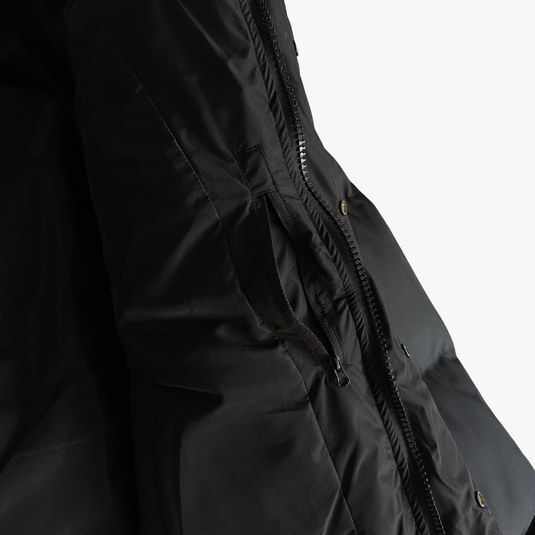 Black Decoded Arch Hooded Puffer Jacket