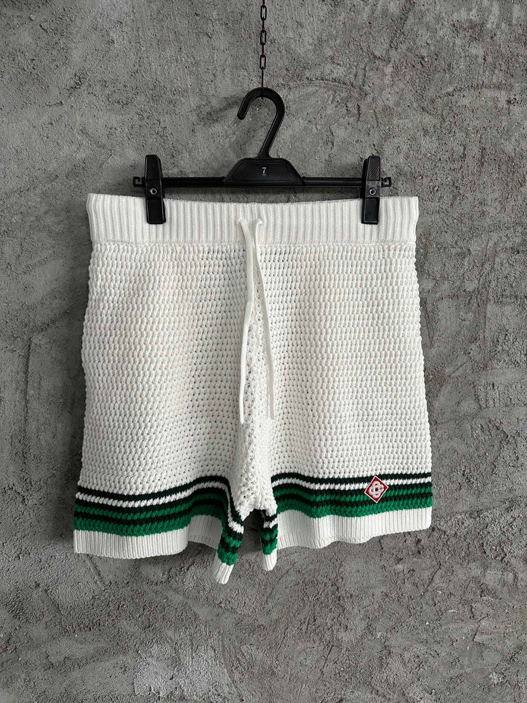 Knitted White/Green - Shorts