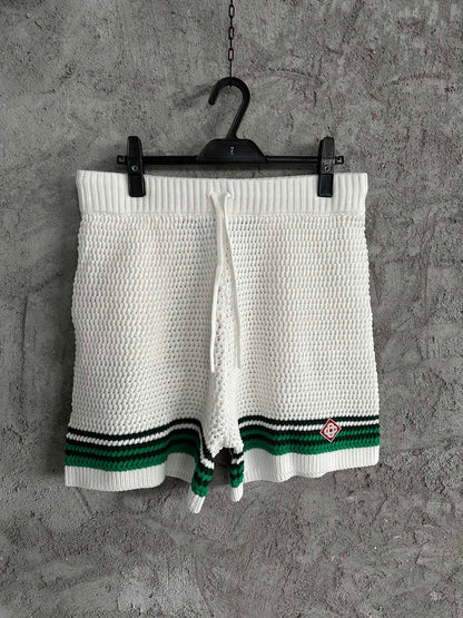Knitted White/Green - Shorts