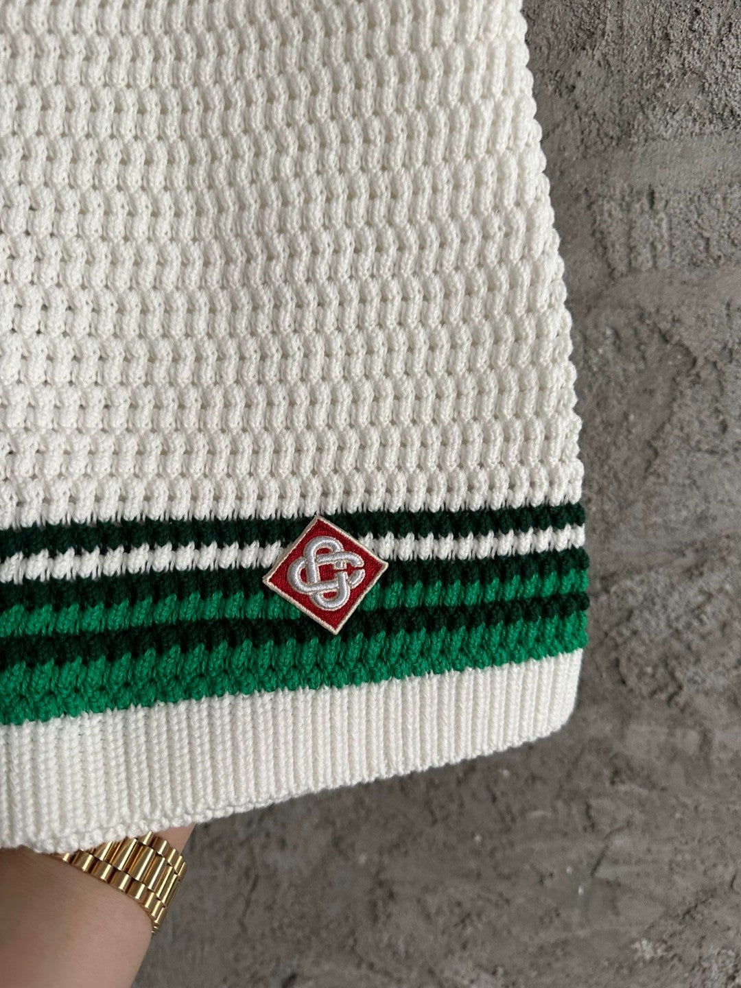 Knitted White/Green - Shorts