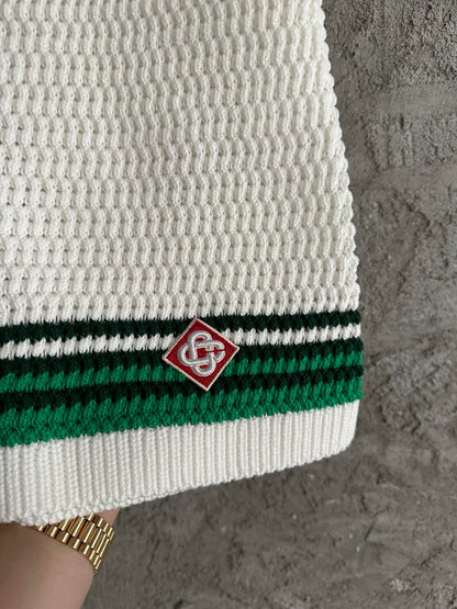 Knitted White/Green - Shorts