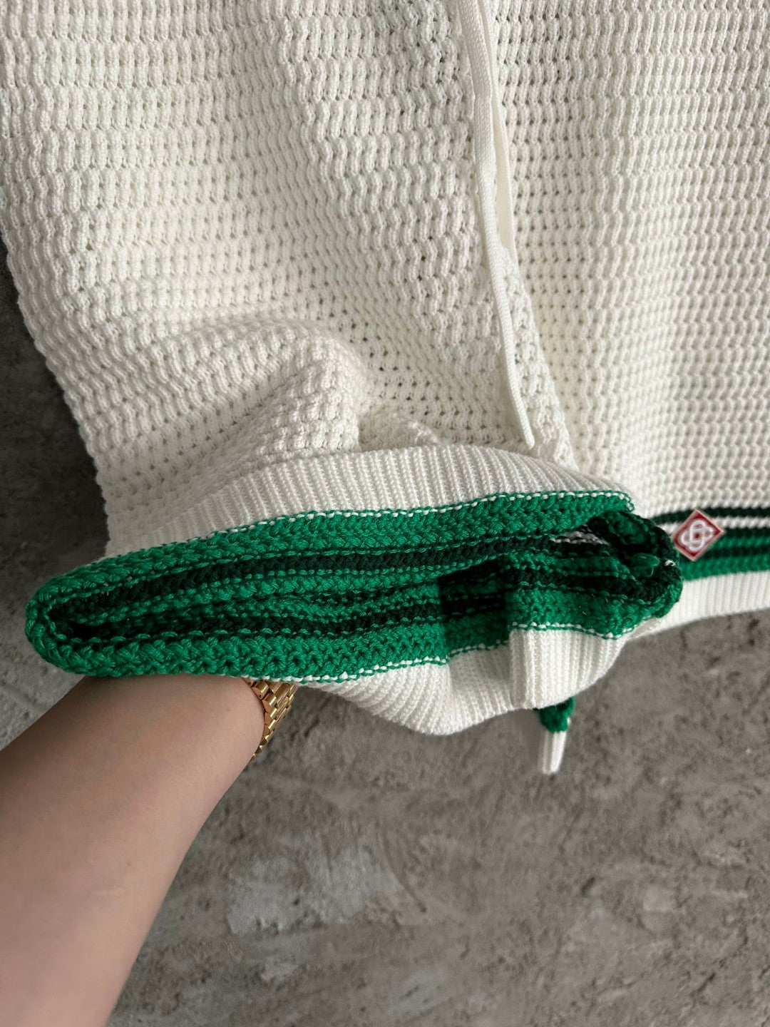 Knitted White/Green - Shorts
