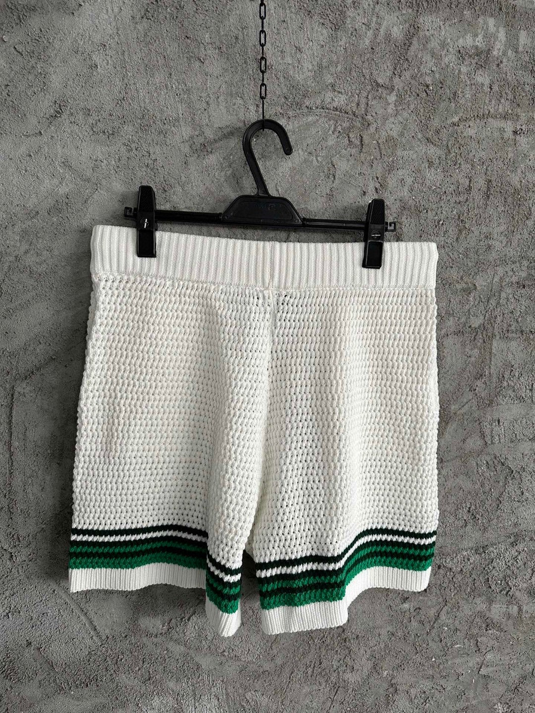 Knitted White/Green - Shorts