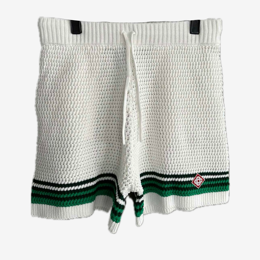 Knitted White/Green - Shorts