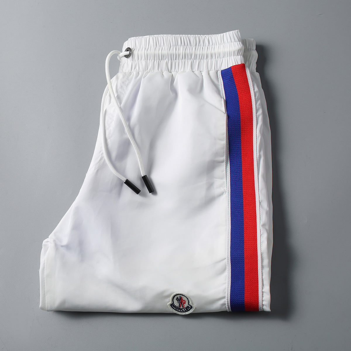 Red-Blue Stripes Swimshorts - Blck/White