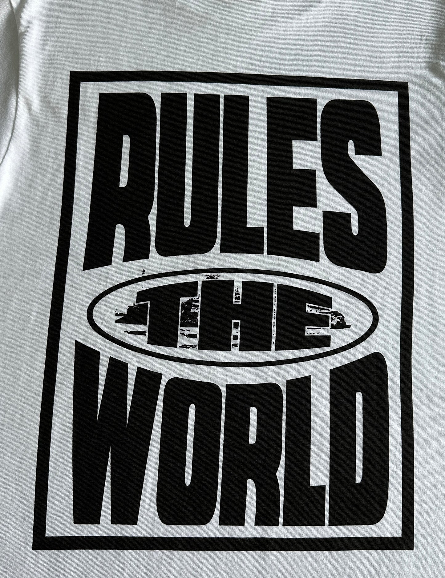 Rules The World Block White Tee