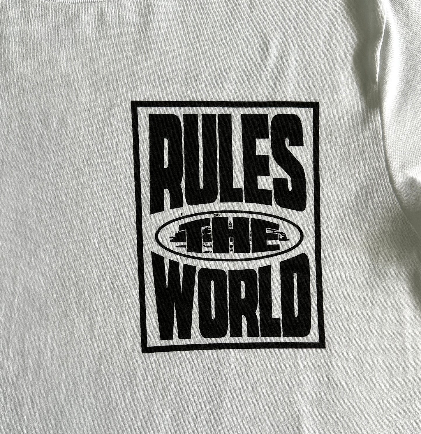 Rules The World Block White Tee