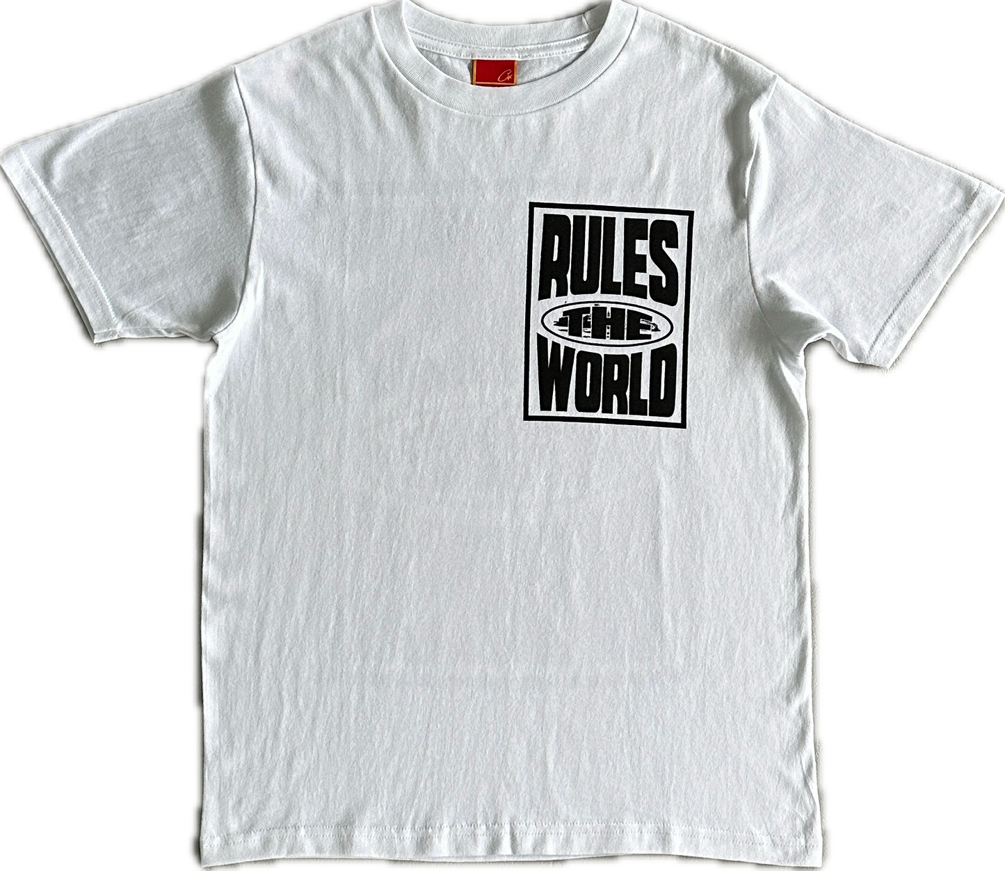 Rules The World Block White Tee