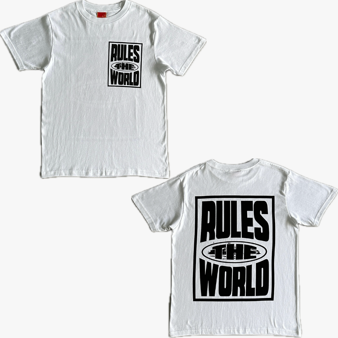 Rules The World Block White Tee