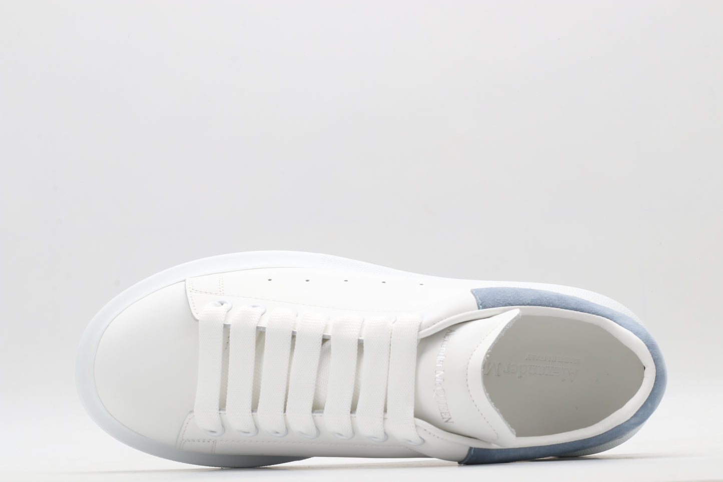 All White / Sky Blue Suede Tail